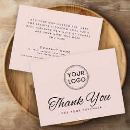 Blush roze custom logo social media dank u kaart
