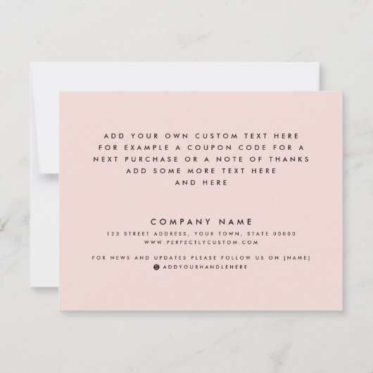 Blush roze custom logo social media dank u kaart (Achterkant)