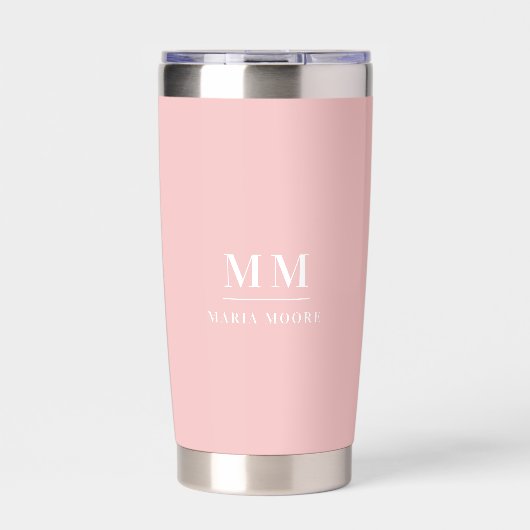 Blush roze custom monogram initialen naam geïsoleerde drinkbeker (Voorkant)