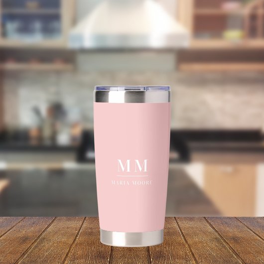 Blush roze custom monogram initialen naam geïsoleerde drinkbeker