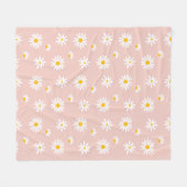 Blush Roze Daisy Bloemen Groovy Boho Patroon Fleece Deken (Voorkant (Horizontaal))