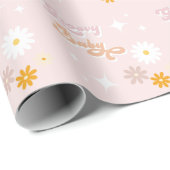 Blush Roze Daisy Groovy Baby Wrapping Paper Cadeaupapier (Rol Hoek)