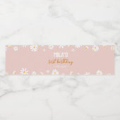Blush Roze Daisy Verjaardag Water Fles Label Waterfles Etiket (Enkel label)