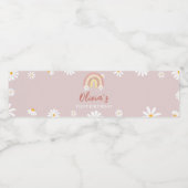 Blush Roze Daisy Verjaardag Water Fles Label Waterfles Etiket (Enkel label)