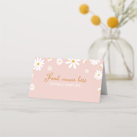 Blush Roze Daisy Verjaardagsfeestje Plaats Kaart Plaatskaartje (Achterkant)