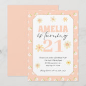 Blush Roze Daisy Verjaardagsuitnodiging Alle leeft Kaart (Voorkant / Achterkant)