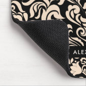 Blush Roze Damask op Black Muismat (Hoek)