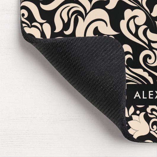 Blush Roze Damask op Black Muismat (Hoek)