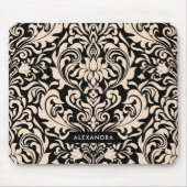Blush Roze Damask op Black Muismat (Voorkant)