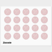 Blush roze dank u elegante bruiloft ronde sticker (Vel)