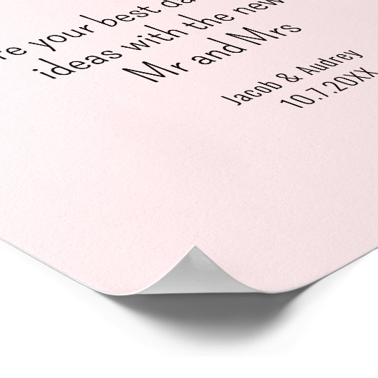 Blush roze date jar Wedding Shower Poster (Hoek)