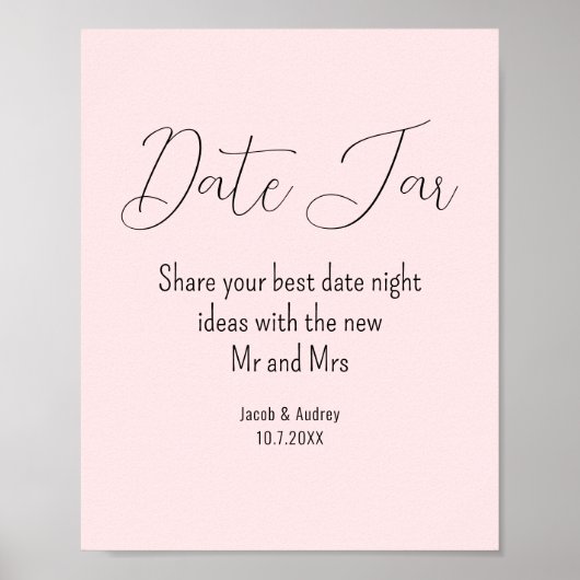 Blush roze date jar Wedding Shower Poster (Voorkant)