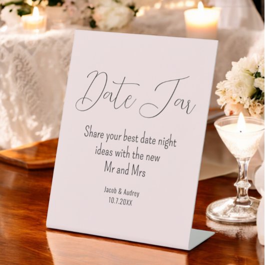 Blush roze date jar Wedding Shower Reclamebord Met Voetstuk