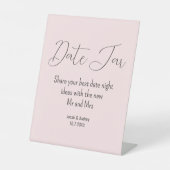 Blush roze date jar Wedding Shower Reclamebord Met Voetstuk (Voorkant)