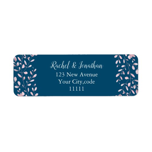 Blush Roze Delicate Bloem Bruiloft Saffier Etiket (Voorkant)