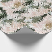 Blush roze dennen groene kerstbomen cadeaupapier (Hoek)