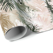 Blush roze dennen groene kerstbomen cadeaupapier (Rol Hoek)