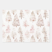 Blush roze dennen groene kerstbomen inpakpapier vel (Voorkant 2)