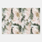 Blush roze dennen groene kerstbomen inpakpapier vel (Voorkant)