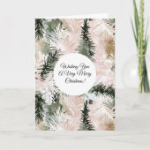 Blush roze dennen groene kerstboom takken kaart (Voorkant)
