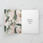 Blush roze dennen groene kerstboom takken kaart (Binnen)