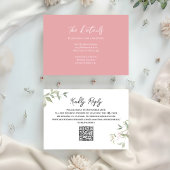 Blush roze details Bloemen bruiloft Informatiekaartje
