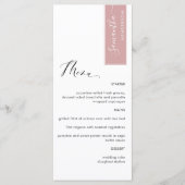 Blush roze die is gepersonaliseerd met gastnaam le menu (Voorkant)
