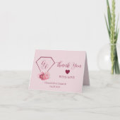 Blush Roze & Dieprode Trouwdag Bedankkaart (Voorkant)