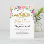 Blush Roze dierlijk Baby shower Kaart (Staand voorkant)