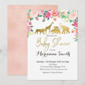 Blush Roze dierlijk Baby shower Kaart (Voorkant / Achterkant)