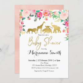 Blush Roze dierlijk Baby shower Kaart