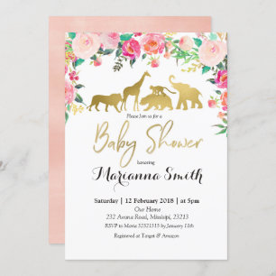 Blush Roze dierlijk Baby shower Kaart