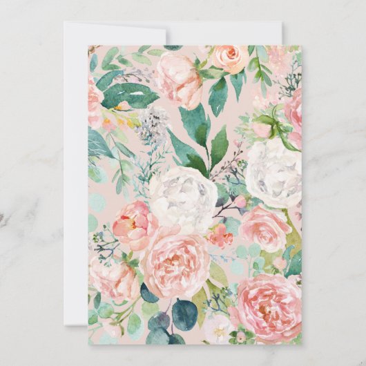 Blush Roze, Donkergroen & Goud Baby shower Kaart (Achterkant)