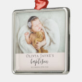 Blush roze doop foto Keepsake Metalen Ornament (Links)