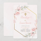 Blush roze doop meisje kaart (Voorkant / Achterkant)