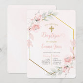 Blush roze doop meisje kaart (Voorkant / Achterkant)