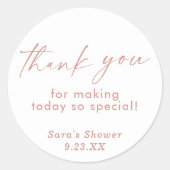 Blush Roze Douche Favor | Boho Dank u Sticker (Voorkant)