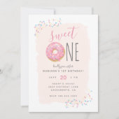 Blush | Roze Doughnut Sprinkle Sweet 1ste verjaard Kaart (Voorkant)