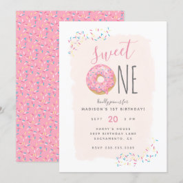 Blush | Roze Doughnut Sprinkle Sweet 1ste verjaard Kaart
