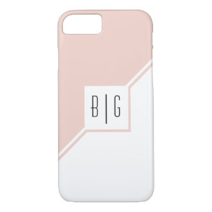 Blush roze driehoeken, monogram modern geometrisch iPhone 8/7 hoesje