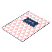 Blush roze driehoekspatroon nakomennaam Sjabloon Notitieboek (Linkerzijde)