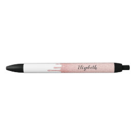 Blush roze drift Glitter Custom Monogram Name Zwarte Inkt Pen