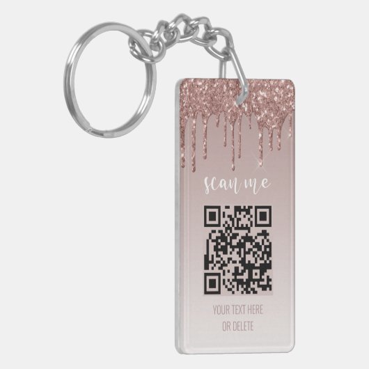 Blush roze drift Glitter QR Code Business Sleutelhanger (Voorkant Links)