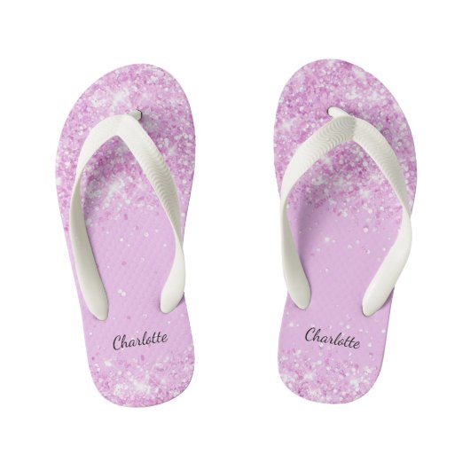 Blush roze druppelaar naam meisje kinder teenslippers (Voetbed)