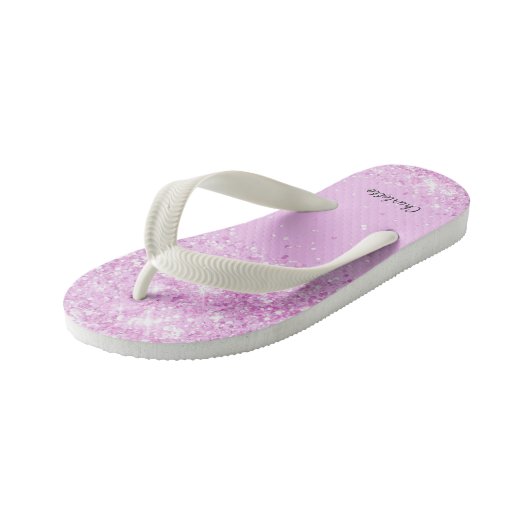 Blush roze druppelaar naam meisje kinder teenslippers (Schuin)