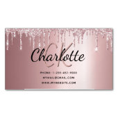 Blush roze druppels elegante monogram magnetisch visitekaartje (Voorkant)