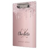 Blush roze druppels monogram bedrijf klembord (Links)