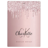 Blush roze druppels monogram bedrijf klembord (Achterkant)
