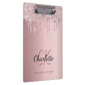 Blush roze druppels monogram bedrijf klembord (Rechts)