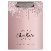 Blush roze druppels monogram bedrijf klembord (Voorkant)